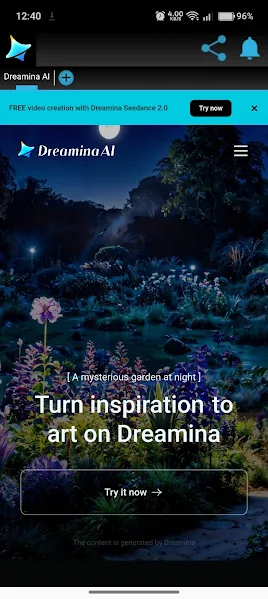 Dreamina AI app interface